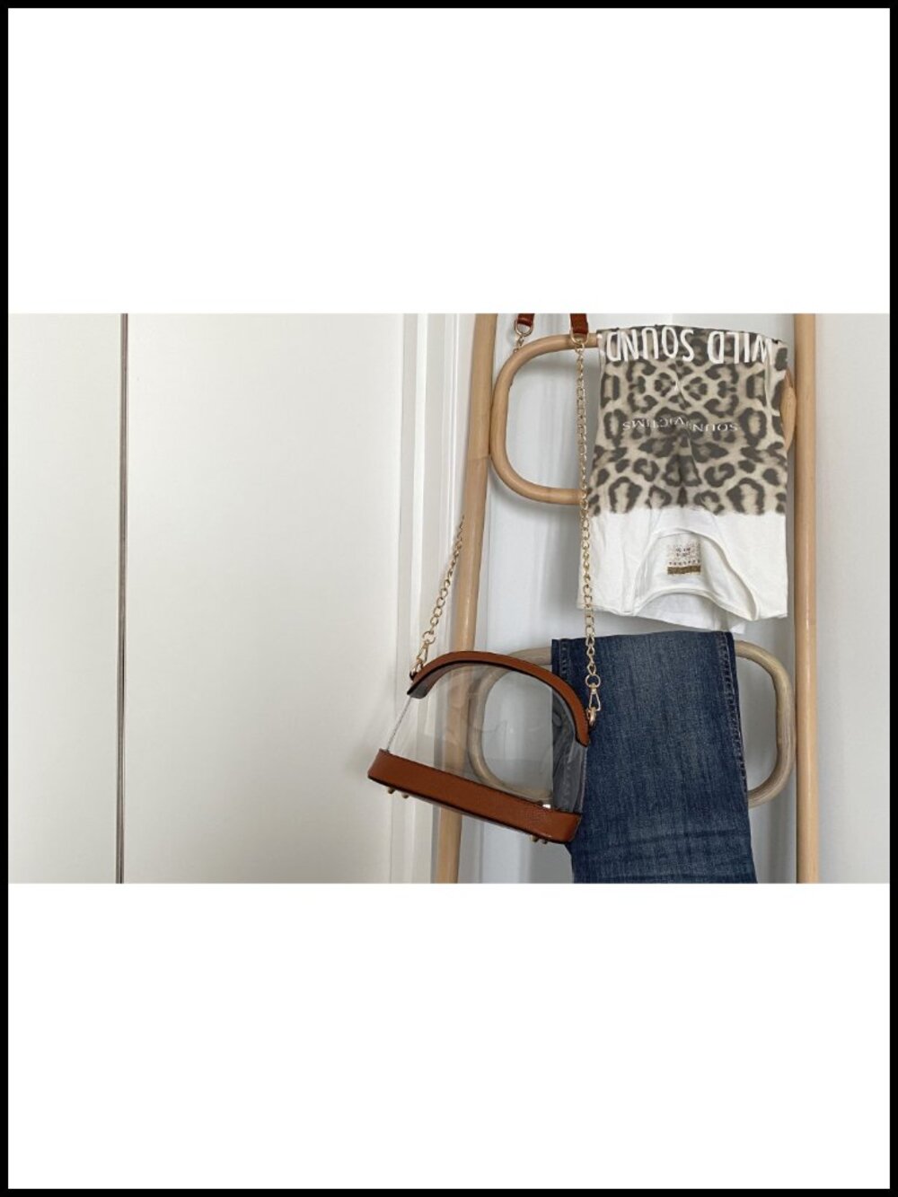 Clear Crossbody Bag Vegan Leather Trim Stadium Approved Women Shoulder Handbag - Picture 6 of 6